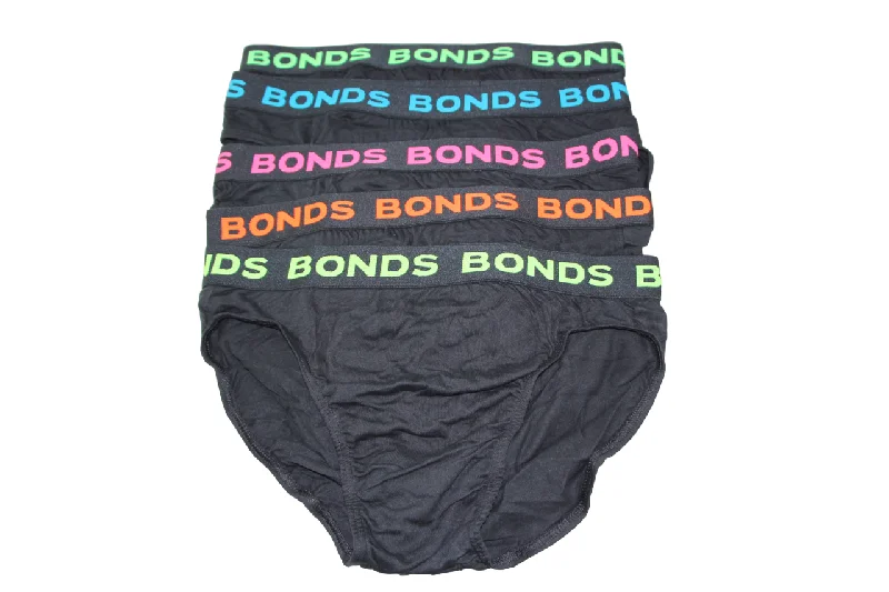 5 Pairs X Bonds Mens Hipster Brief Underwear Black Briefs K64 Pack