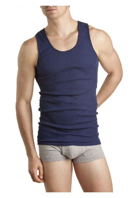 Mens Bonds 6 Pack Navy Chesty Athletic Singlets