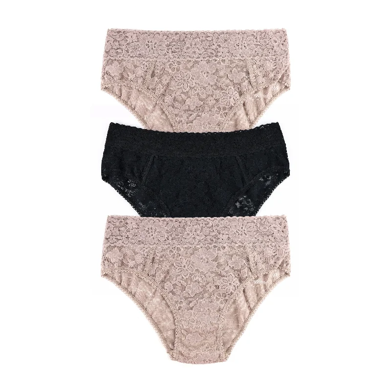 3-Pack Daily Lace Cheeky Brief | Taupe/Black/Taupe