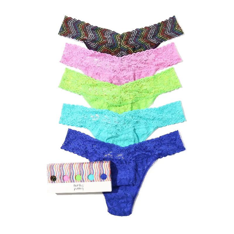 5-Pack Signature Lace Original Rise Thong | Up All Night Multi