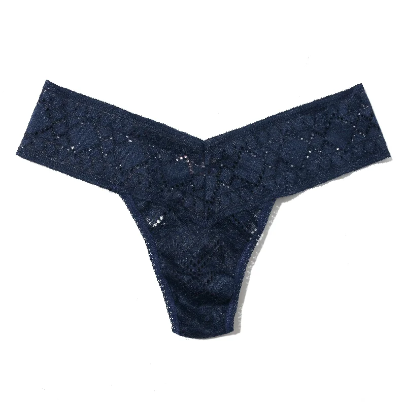 Petite Gem Lace Low Rise Thong | Hummingbird Blue