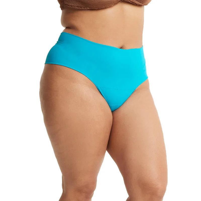 Plus Size Breathesft Hi-Rise Thong | Pacific Blue