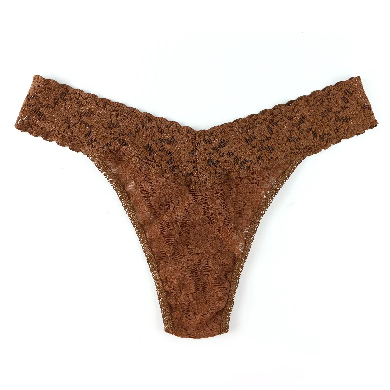 Plus Size Signature Lace Original Rise Thong | Dutch Chocolate