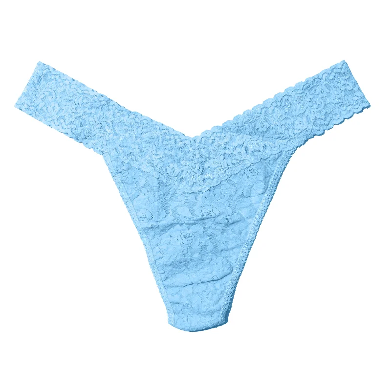 Plus Size Signature Lace Original Rise Thong | Partly Cloudy (Blue)