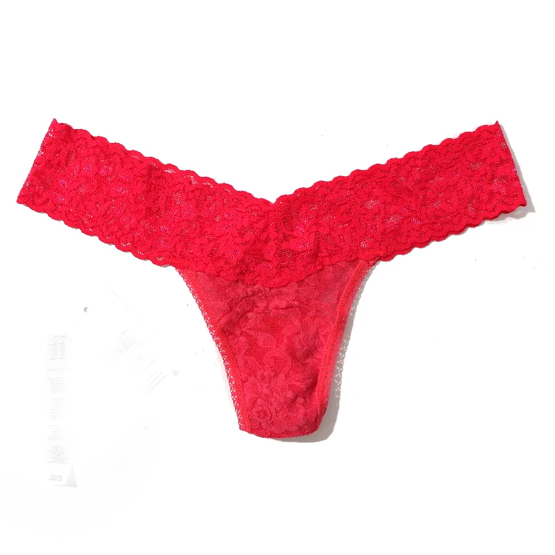 Signature Lace Low Rise Thong | Coral