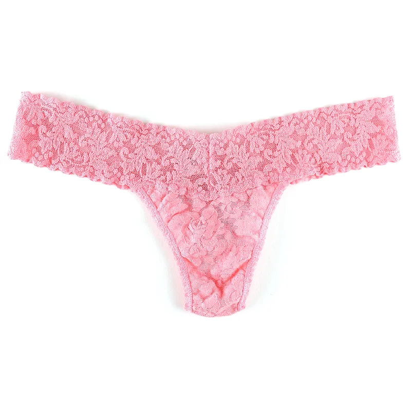 Signature Lace Low Rise Thong | Pink Lady