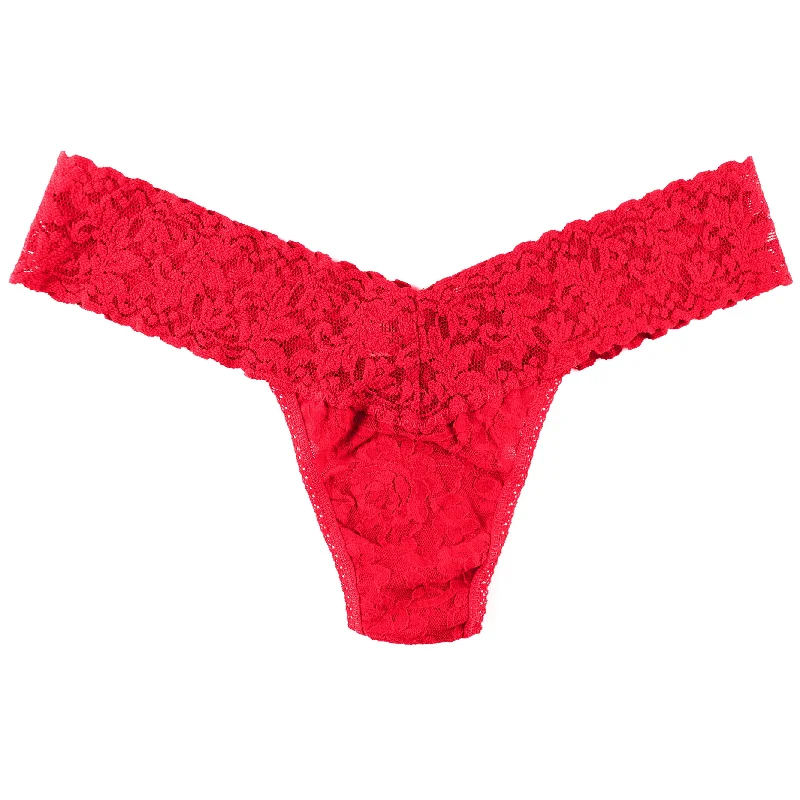 Signature Lace Low Rise Thong | Strawberry