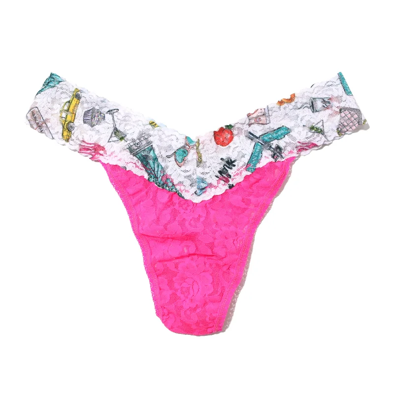 Signature Lace Original Rise Thong | Atomic Pink/Jet Set