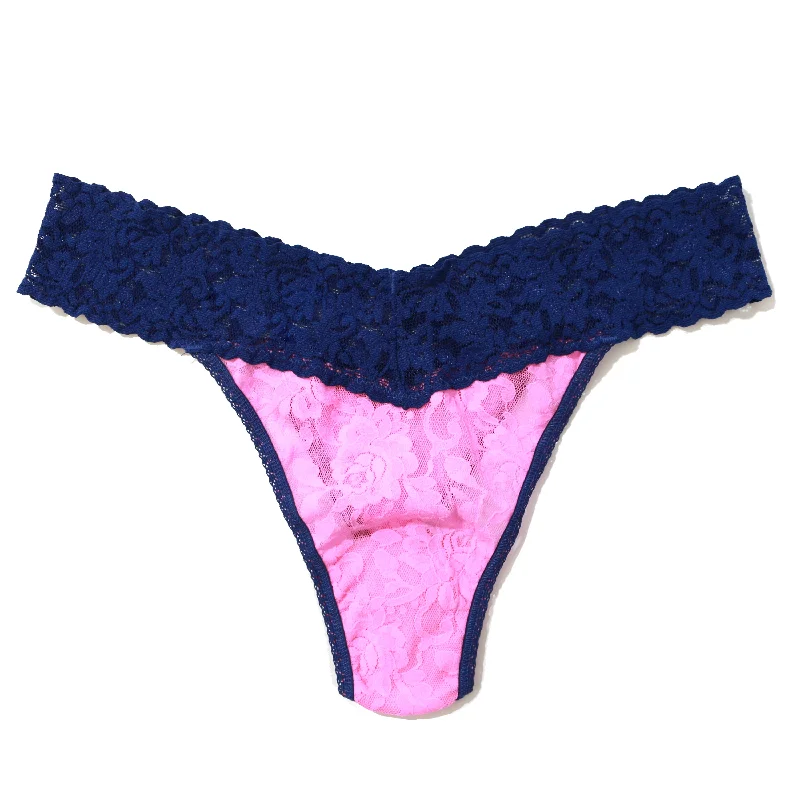 Signature Lace Original Rise Thong | Enchanted Rose/Midnight Blue