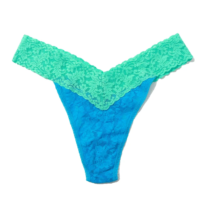 Signature Lace Original Rise Thong | Island Blue/Bright Aqua