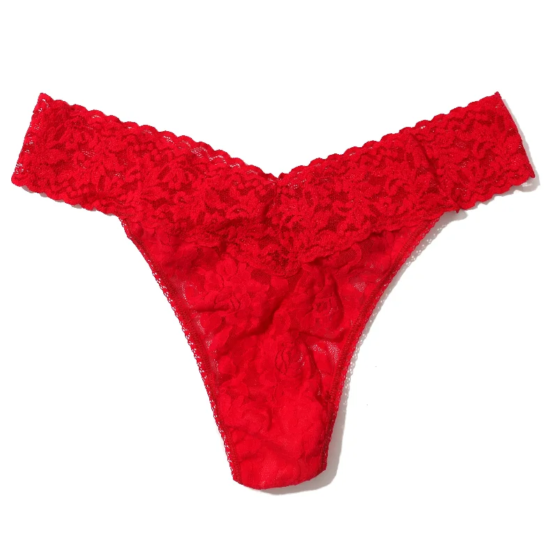 Signature Lace Original Rise Thong | Strawberry