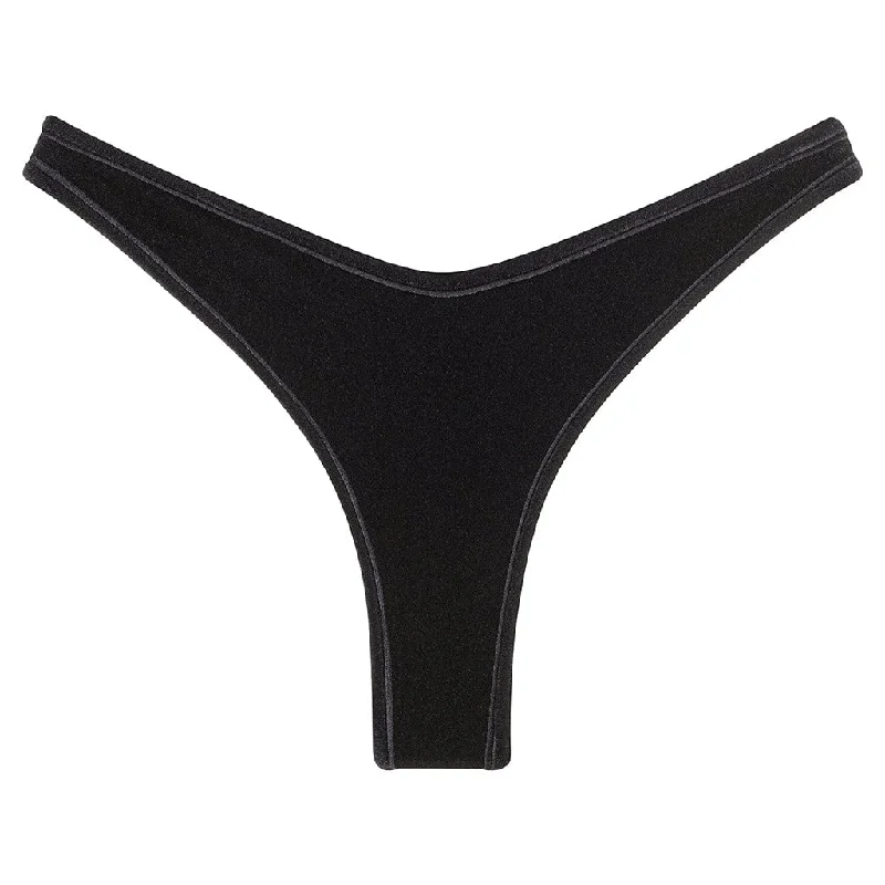 Binded Thong Bikini Bottom | Black Velvet