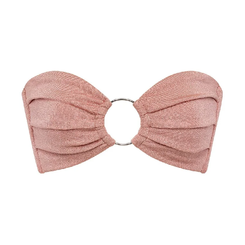 Tori Ties Bandeau Bikini Top | Prima Pink Sparkle