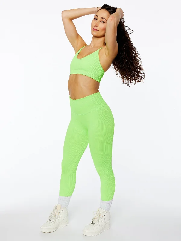 Good American | Seamless Chunky Rib Bra Chartreuse | Lime Green