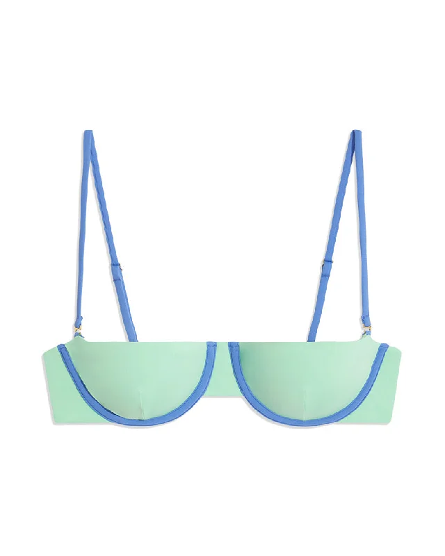 Balconette Bikini Top | Mint Green Blue Jean