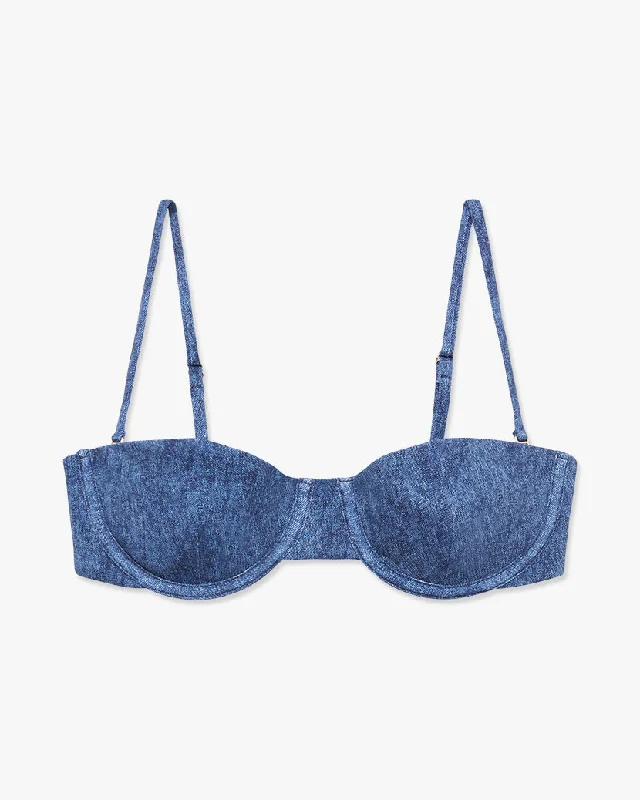 Balconette Denim Bikini Top | Dark Wash