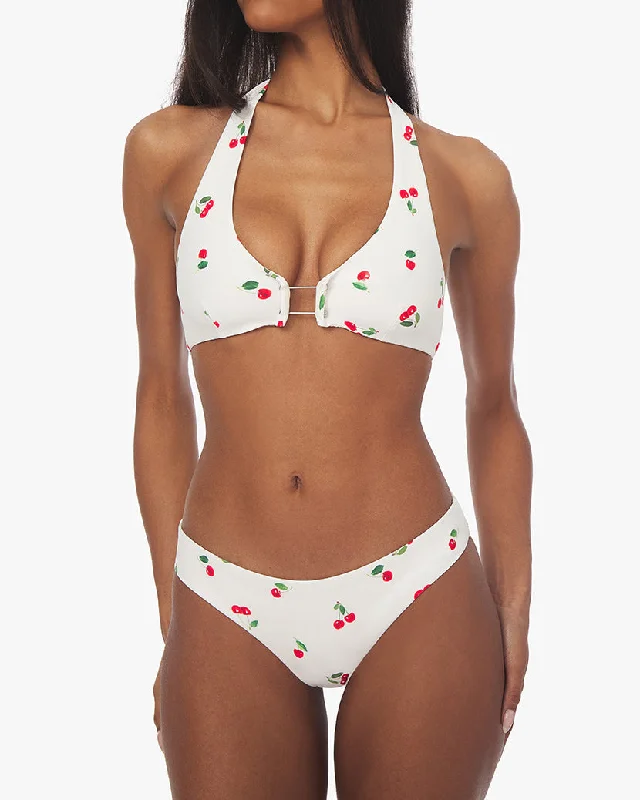 Barbell Cherries Halter Bikini Top | Off White