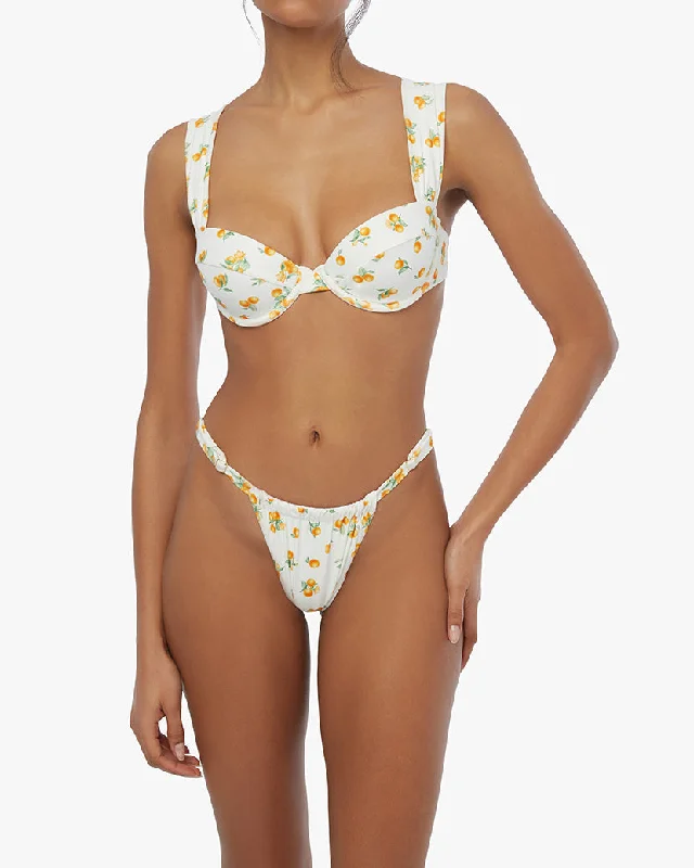 Claudia Ditsy Oranges Bikini Top | White