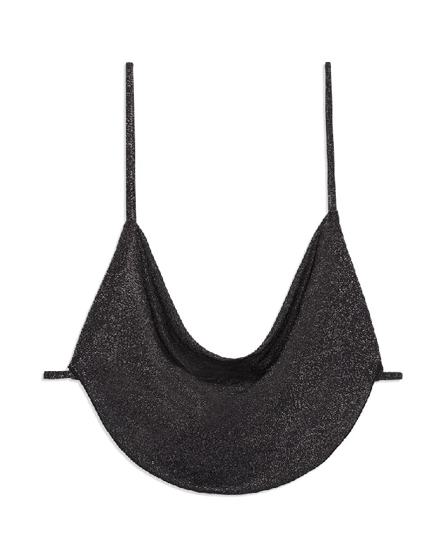 Cowl Neck Glitter Bikini Top | Black