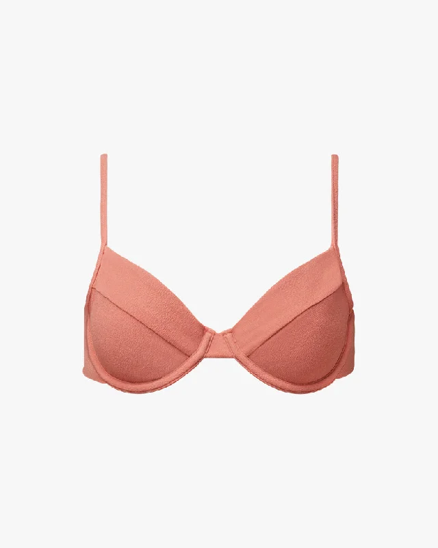 Full Coverage Crepe Knit Underwire Bikini Top | Cottage Clay