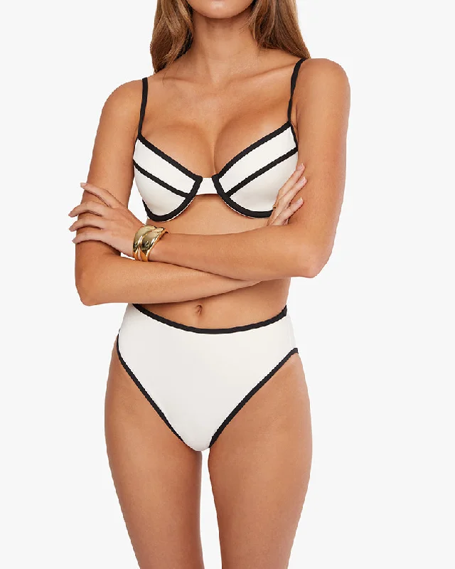 Full Coverage Underwire Bikini Top | Off White x Black