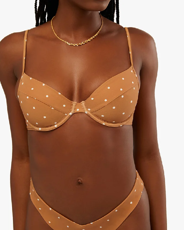 Full Coverage Underwire Micro Polka Dot Bikini Top | Biscotti