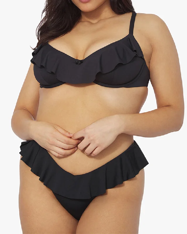 Ruffle Bikini Top | Black