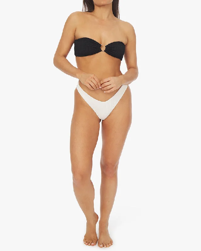 U-Ring Spongie Seersucker Bandeau Bikini Top | Black