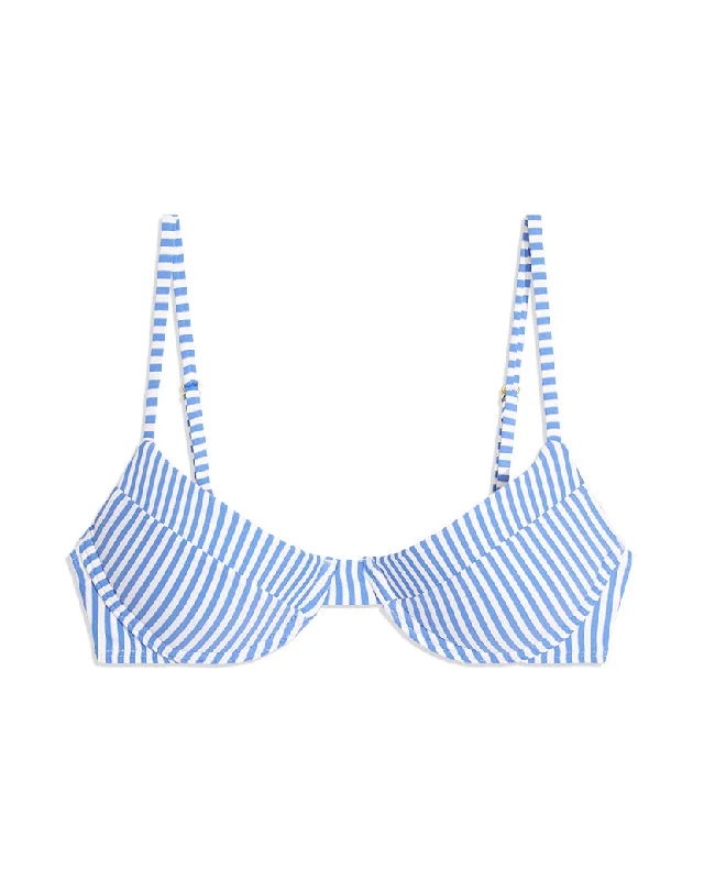 Vintage Demi Micro Stripe Bikini Top | Blue Jean White