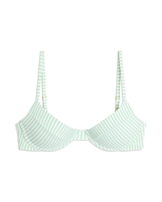 Vintage Demi Micro Stripe Bikini Top | Mint White