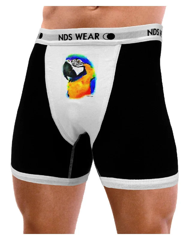 Brightly Colored Parrot Watercolor Mens Boxer Brief Underwear