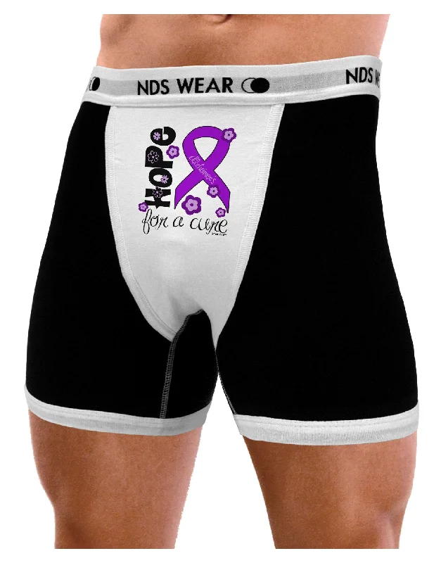 Hope for a Cure - Purple Ribbon Alzheimers Disease - Flowers Mens Boxer Brief Underwear