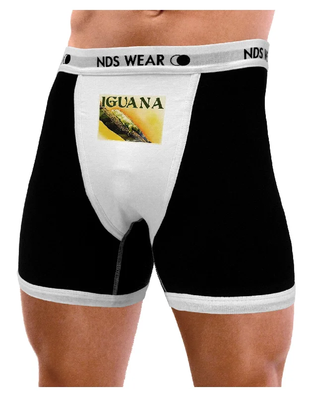 Iguana Watercolor Text Mens Boxer Brief Underwear