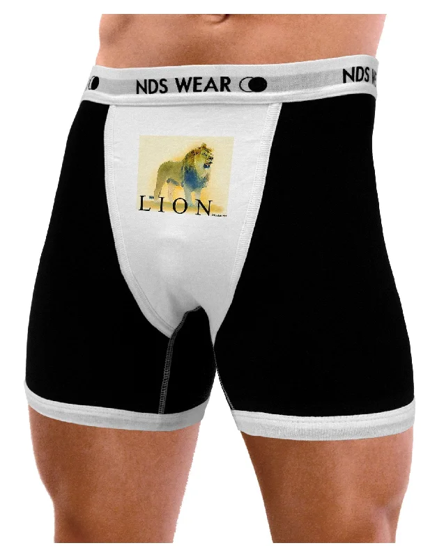 Lion Watercolor 1 Text Mens Boxer Brief Underwear