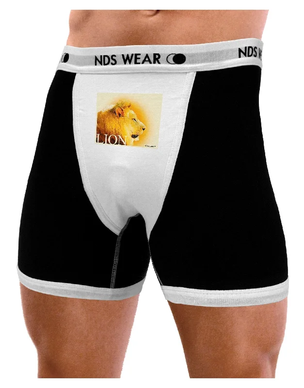 Lion Watercolor 3 Text Mens Boxer Brief Underwear