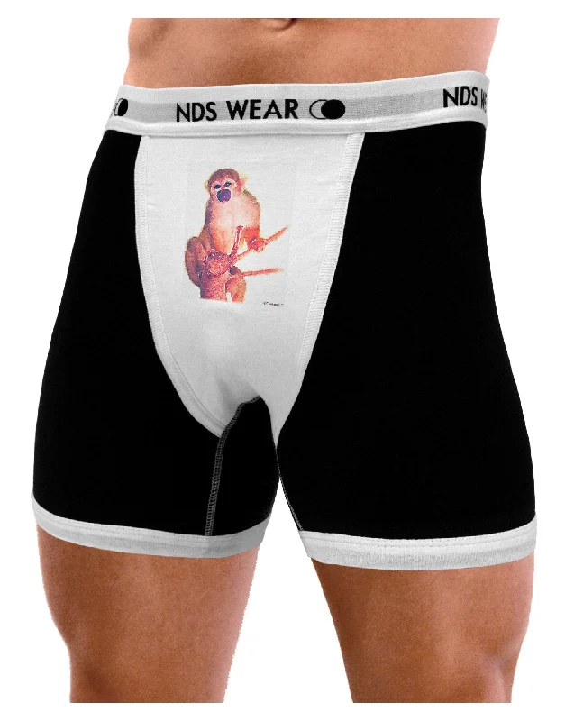 Monkey in Tree Watercolor Mens Boxer Brief Underwear