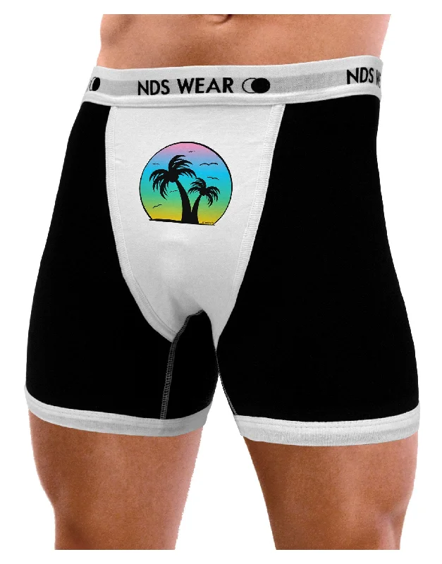 Palm Trees Silhouette - Beach Sunset Design Mens Boxer Brief Underwear