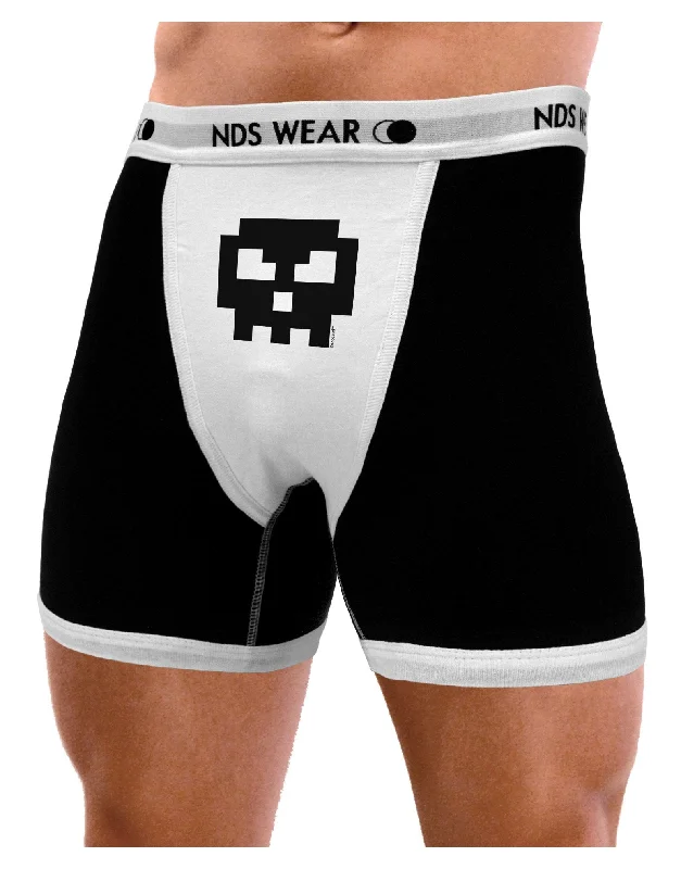 Retro 8-Bit Skull Mens Boxer Brief Underwear