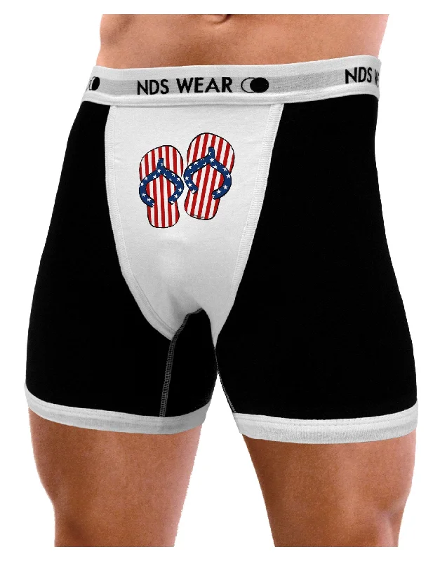 Stars and Stripes Flip Flops Mens Boxer Brief Underwear