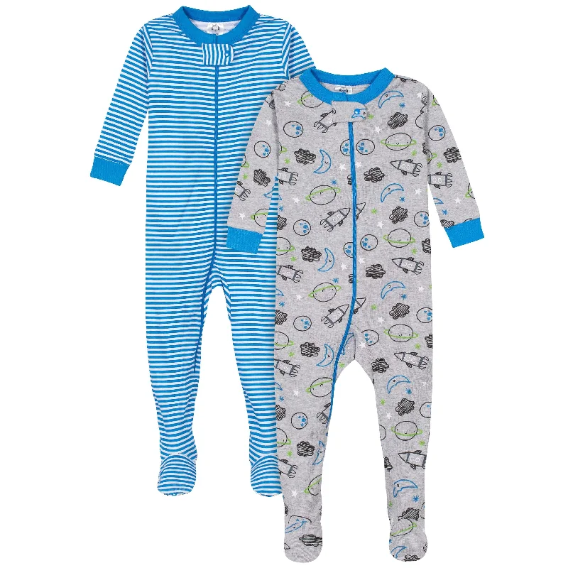 2-Pack Baby & Toddler Boys Space Snug Fit Footed Cotton Pajamas