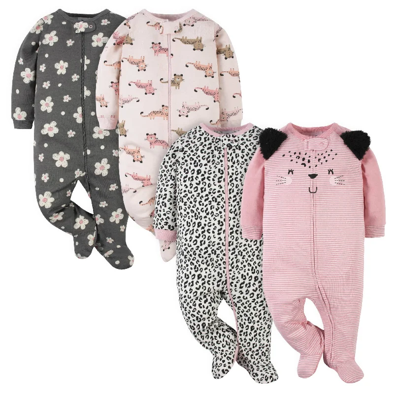 4-Pack Baby Girls Leopard Sleep 'N Plays