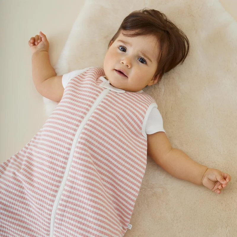 Pink Stripe Ribbed Front Opening Sleep Sack 1.5 TOG