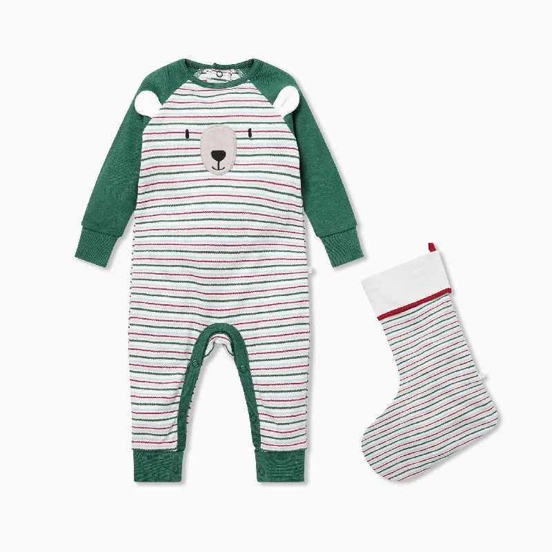 Sleepy Bear Back Opening Sleep & Play One-Piece & Stocking Set