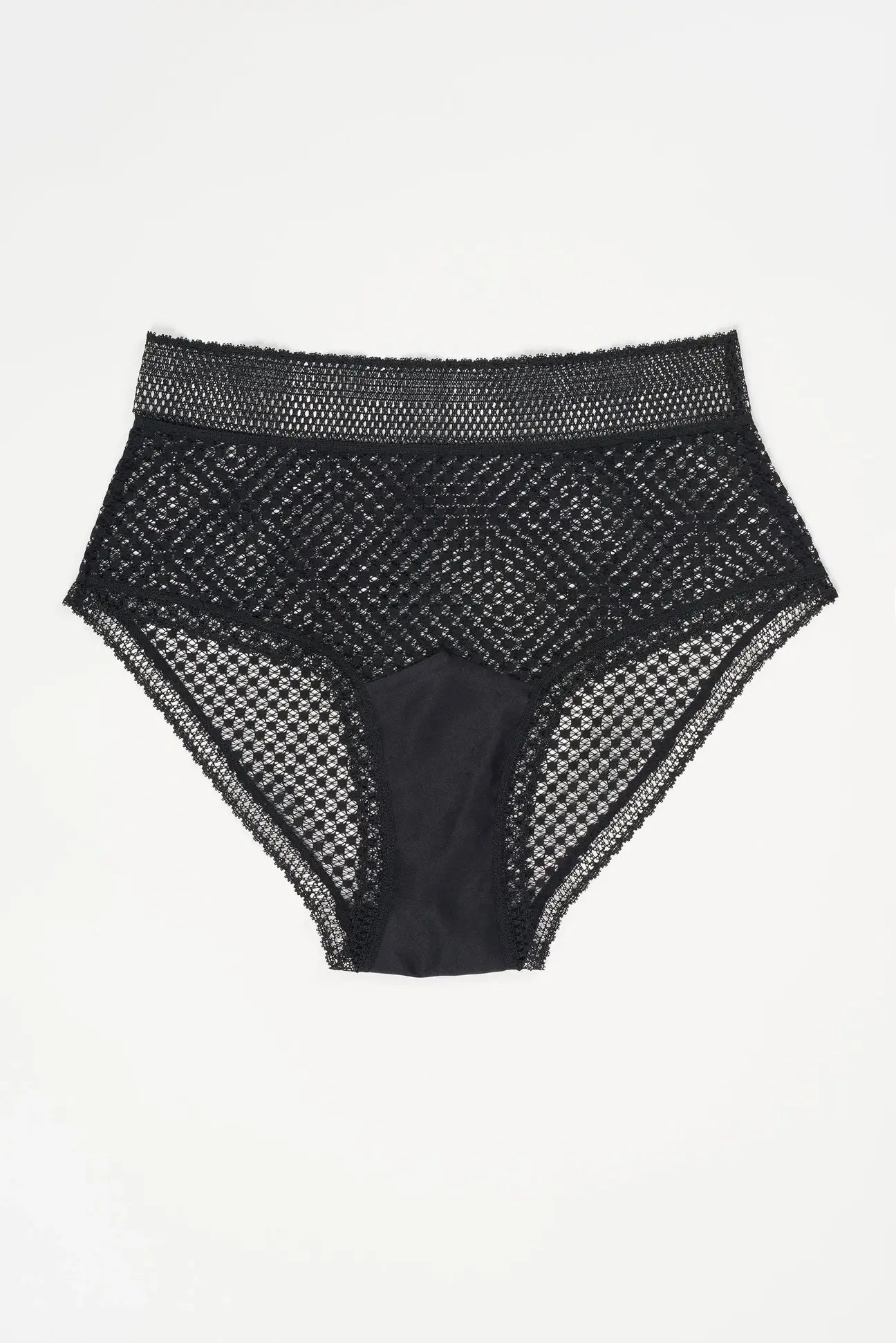 Else Lingerie Bella High Waist Sheer Mesh Brief | Black