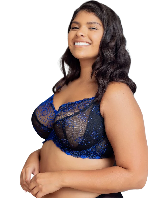 Black Cobalt Nicole See-Thru Lace Bra