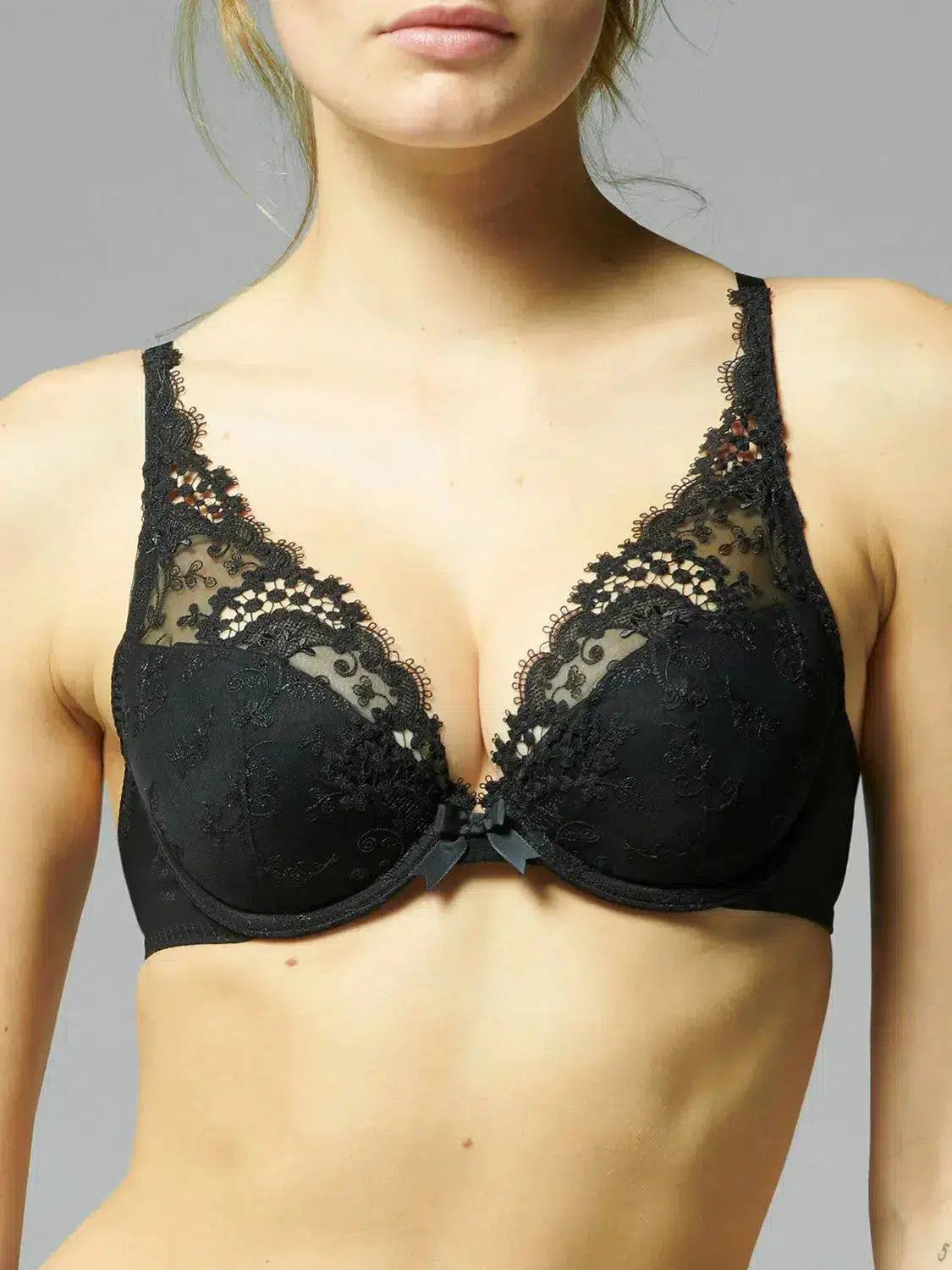 Black Wish Triangle Contour Push-up Lace Bra