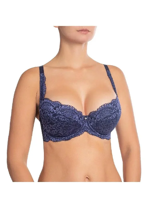 Dark Blue Victoria Lace Push Up Bra