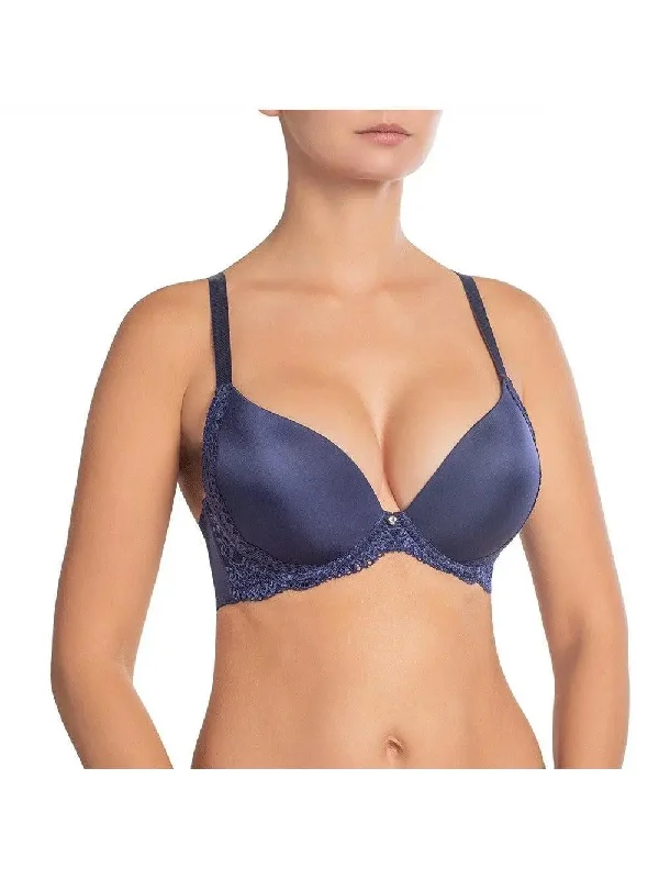 Dark Blue Victoria Push Up Bra with Lace