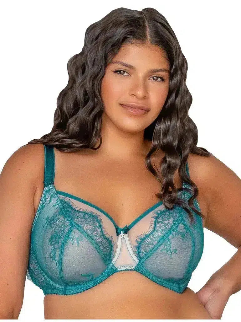 Dark Teal Ava See-Thru Lace Bra