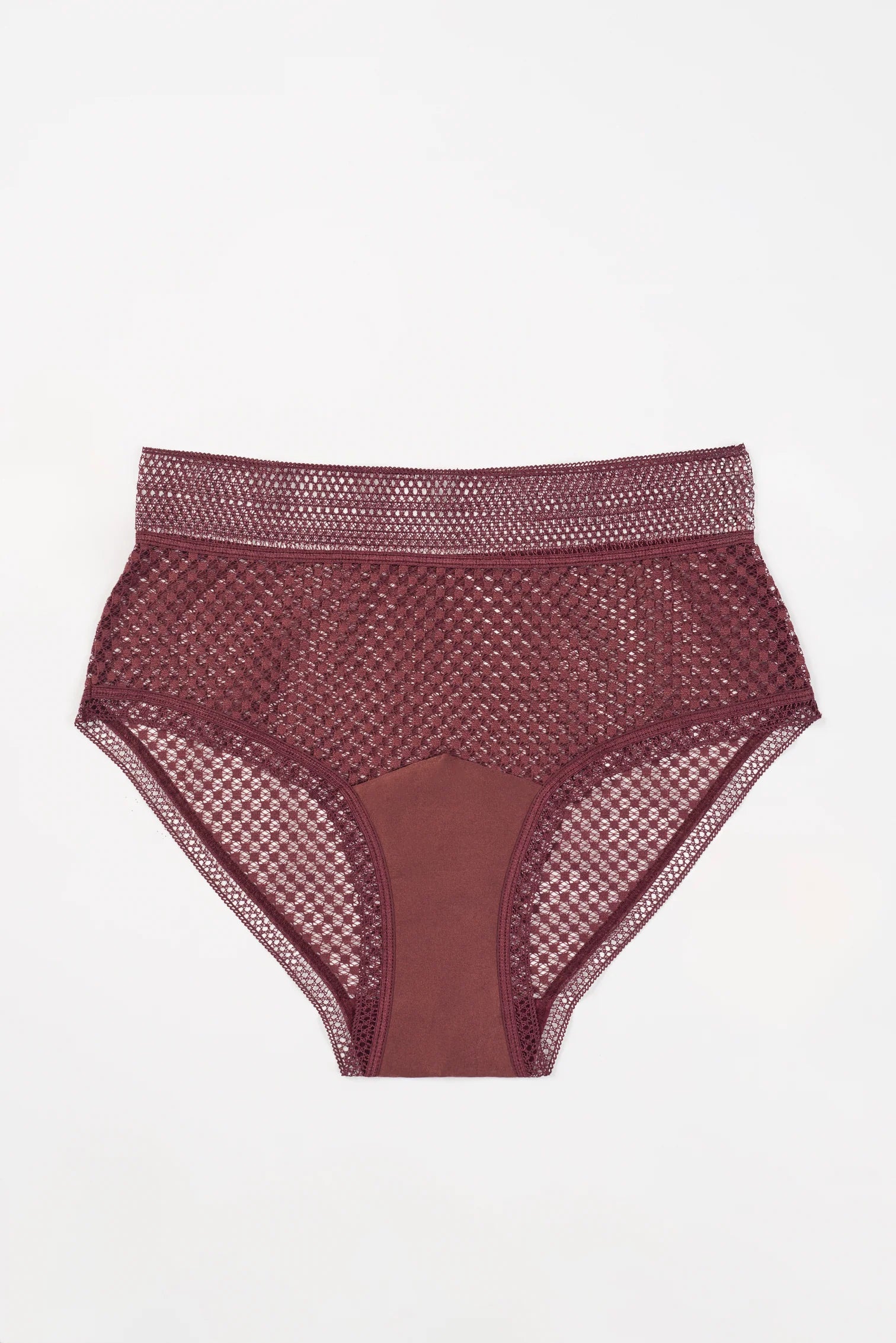 Else Lingerie Bella High Waist Mesh Brief | Merlot